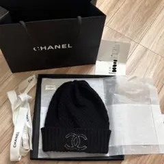 CHANEL ブラック ニット帽 カシミヤ 美品
