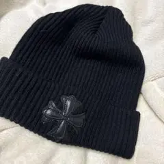 ブラックリブ編みビーニー