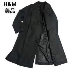 【未使用級】H&M MANトレンチコート ロング丈 黒 L ウエスト紐付