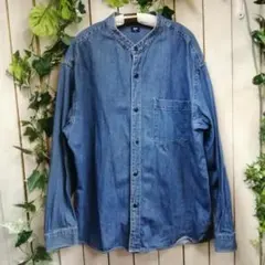 MK340★ユニクロ★デニムシャツ オーバーサイズスタンドカラー サイズXL