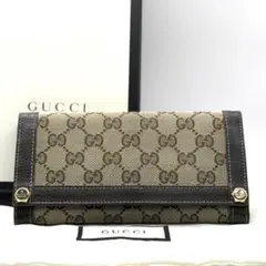 【未使用級】【箱付】GUCCI 長財布 GGキャンバス ゴールド金具 スタッズ
