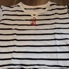 ストライプ フリル袖Tシャツ 95cm以下