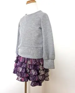 fafa フェフェ ＊異素材ドッキングワンピース グレー　ラメ入り