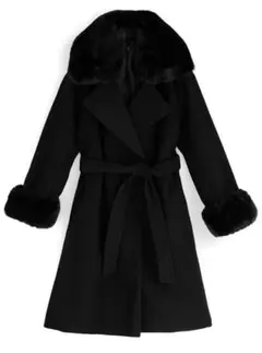 【タグ付き】ダイアグラム　ビーバーウールロングコート　ファー　リボンベルト 2025年最新】リボンベルトファー付きロングコート grlの人気