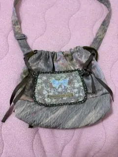 十万兆ろんぐへあ 巾着bag 小 ribbon ショルダーバッグ