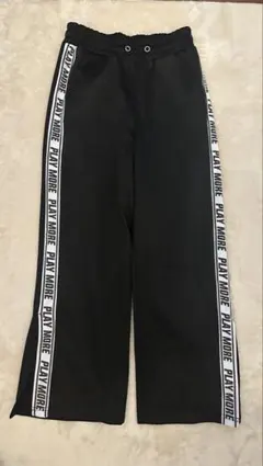 サイドストライプ 黒 カジュアルパンツ Fサイズ