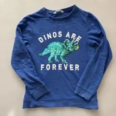 H&M スパンコール リバーシブル 恐竜 トレーナー 134 140 8-10Y