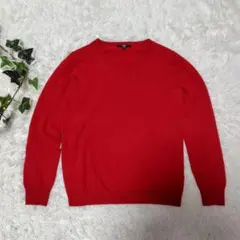 【美品】UNIQLO（ユニクロ) カシミヤ100% Vネックニット セーター 赤