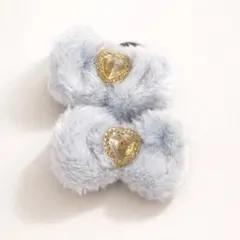 水色リボン×ふわふわヘアゴム ガーリー ヘアアクセサリー 可愛い　ペット　キッズ