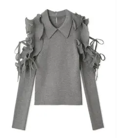 SNIDEL フリルニットトップス グレー