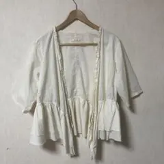 fu-ai 総柄レース刺繍 羽織り 綿100% 生成り　サイズ4のサムネイル