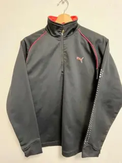 PUMA/プーマ ゴルフハーフジップジャケット 黒/ピンク 裏起毛
