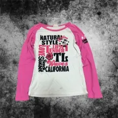 ホワイト/ピンク グラフィックTシャツ