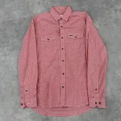 ゆ1791 LACOSTE L!VE ギンガムチェック 長袖シャツ レッド 古着のサムネイル