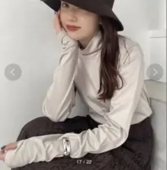 anuans アニュアンス ハイネックカットトップス　長袖　タートル　コットン