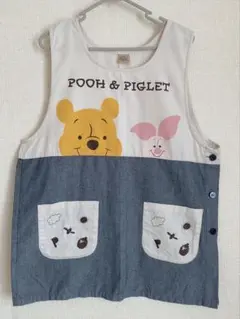 保育士 エプロン プーさんとピグレットのデニム