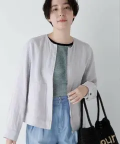 ★タグカット新品未使用★定価28050円ハードマンリネンノーカラージップブルゾンのサムネイル