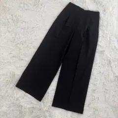 PLST 黒 ワイドパンツ M 美脚 きれいめ ブラック ウエストゴム