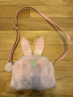 メゾピアノ　もこもこ　ファー　ピンク　ウサギの耳付きピンクショルダーバッグ