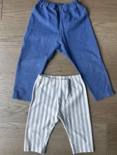 【セット】ユニクロレギンスパンツ デニム 90 ボーダーのサムネイル