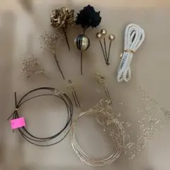 髪飾り　グレードアップセット 結婚式 成人式 卒業式 袴 金色と黒色の花飾り