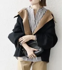 SHIPS any: リバー スタンドカラー ポンチョ ショート コート24FW