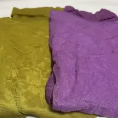 タートルネック　シワ加工　長袖トップス　パープル、マスタード