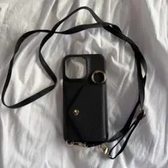 新品未使用 iPhone15promax ブラックレザー風 ストラップ付き