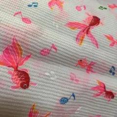 金魚　浴衣反物　リップル　音符　切り売り　ヴィンテージ