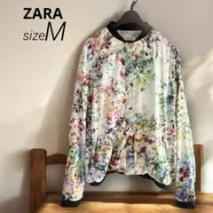 ZARA ザラ フラワープリントジップアップブルゾン 花柄　【M】