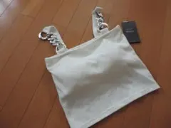 でかっバックルチェーン付き仕様＆カップ付き×白☆キャミ・ベアトップ L