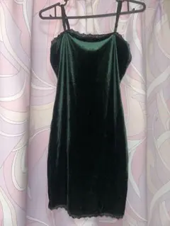 FOREVER 21 ベロア タイト ミニワンピース S 深緑