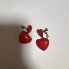 ダブルハート イヤリング レッド