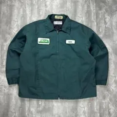 アラマーク 90s 刺繍企業ロゴ ワークジャケット グリーン 2XL 6362