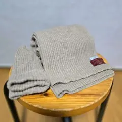 SEVENTY ニットマフラー ＆ ニット帽 リブ編み ベージュ