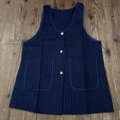 未使用　ストライプノースリーブエプロン