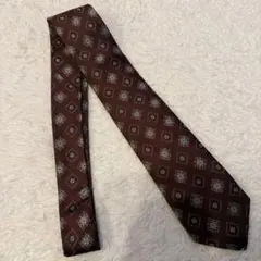 イタリア調 小紋柄 ネクタイ シルク100% ブラウン オレンジ