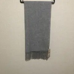 無印　ウール織り　大判ストール　ライトグレー　60×200