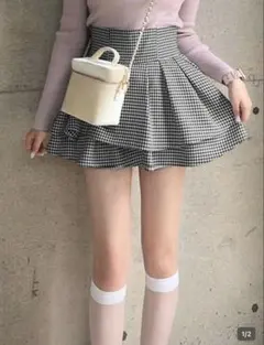 SHEIN ミシェルマカロン風スカート 千鳥格子