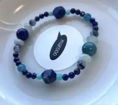 天然石ブレスレット⭐︎ラピスラズリアパタイトデュモルチェアマゾナイトアクアマリン