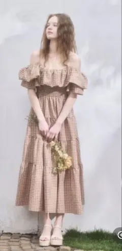 Heather 2WAYショルダーフリルワンピース