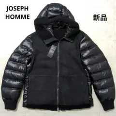 美品□JOSEPH HOMME□ラムレザー ニット ブルゾン ジャケット 46