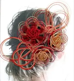 【5点セット】水引☆ヘアピン☆髪飾り☆レッド＆ゴールド☆七五三☆ハンドメイド