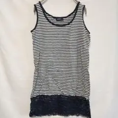 Janina【38】ストライプ タンクトップ ノースリーブ　ボーダー　レース夏
