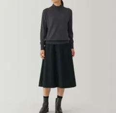 無印良品/ストレッチ起毛 フレアスカート ブラックのサムネイル
