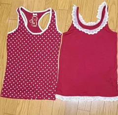 ◆新品未使用◆ 赤系 タンクトップ 2枚セット Mサイズ（ハート柄／白レース）