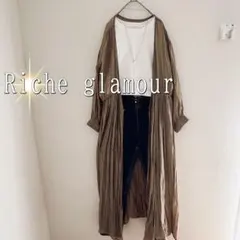 新品Riche glamour ロングシャツカーディガン（M）ベージュのサムネイル