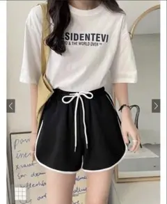 《新品》配色ライントラックショートパンツ[at2312] ブラック