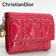 ディオール　レディディオール　カナージュ　ロータス　パテントレザー　三つ折り