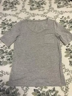 タルボット　グレー ラメ　Vネック Tシャツ 半袖 ポケット付き　Sサイズ